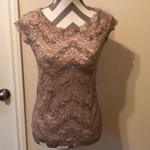 Nude lace sheer top